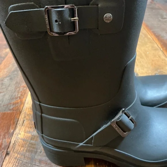 Hunter Black Waterproof Biker Rubber Rain Boots Women’s Size 9 - Picture 10 of 12